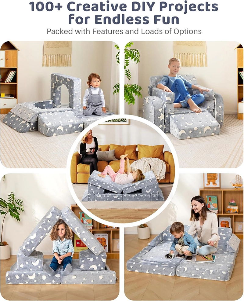 11pcs Kids Versatile Modular Couch with Green Glow