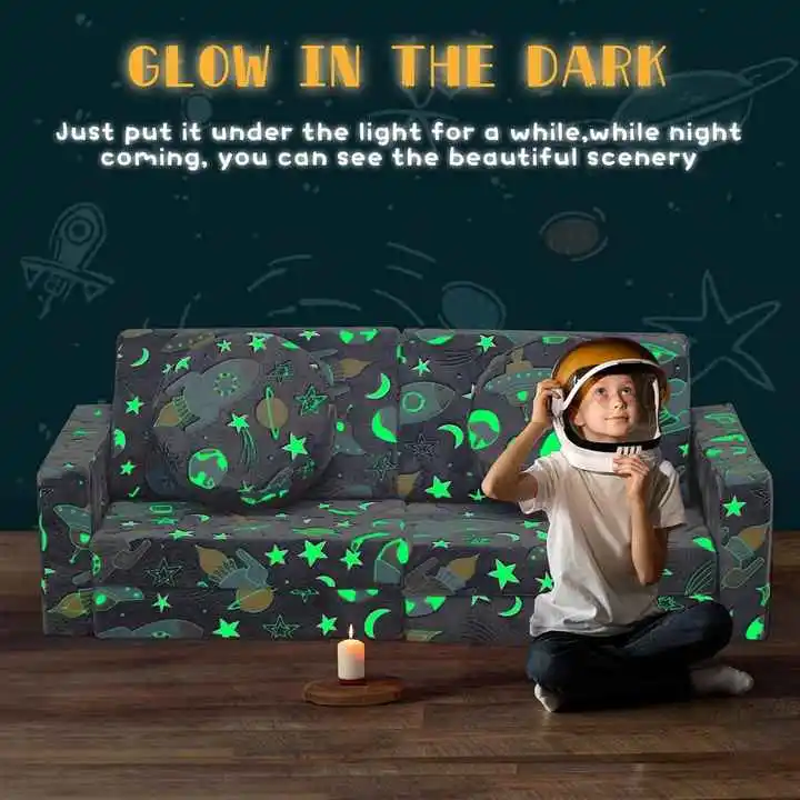 11pcs Kids Versatile Modular Couch with Green Glow