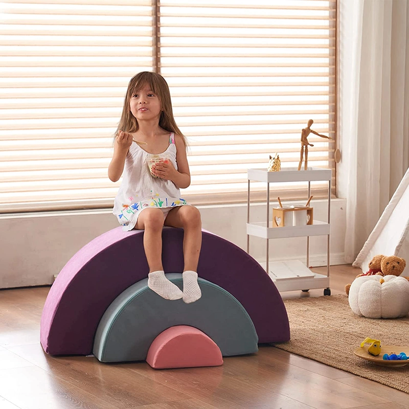 3 blocs d'escalade en mousse souple arc-en-ciel