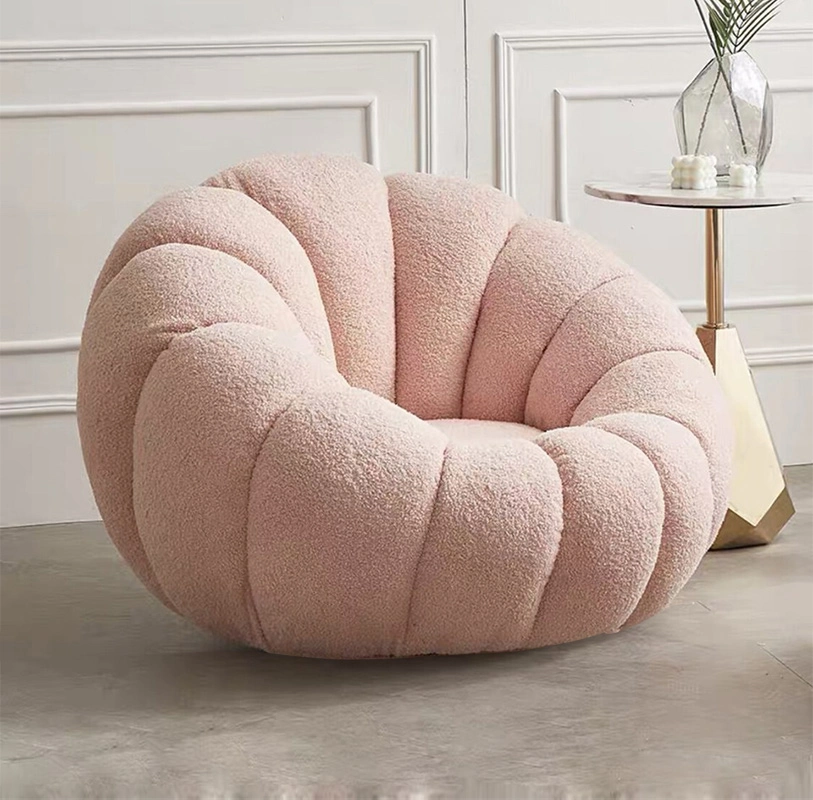 Pumpkin-shape Single Lazy Sofa Chair with Ottoman