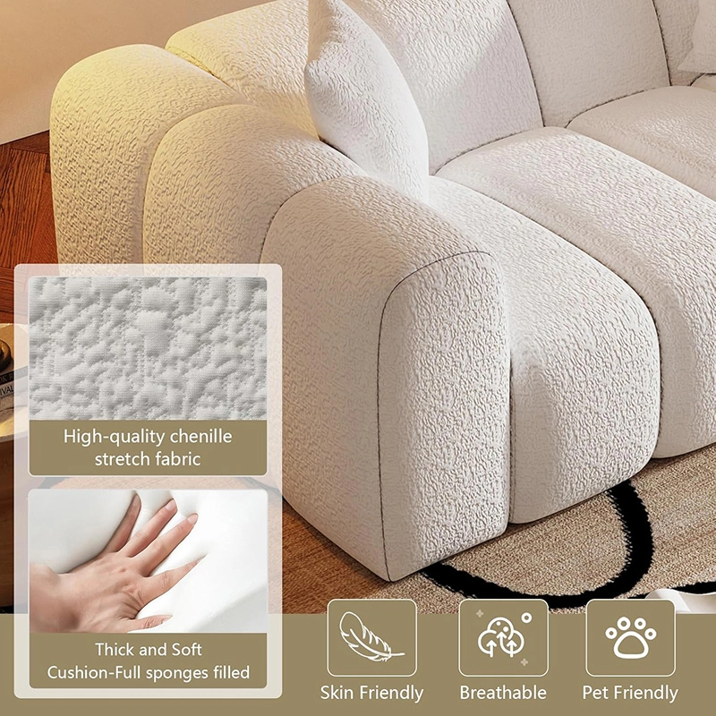 2 Seater One-Piece Compressiable Foam Sofa with Rounded Arms