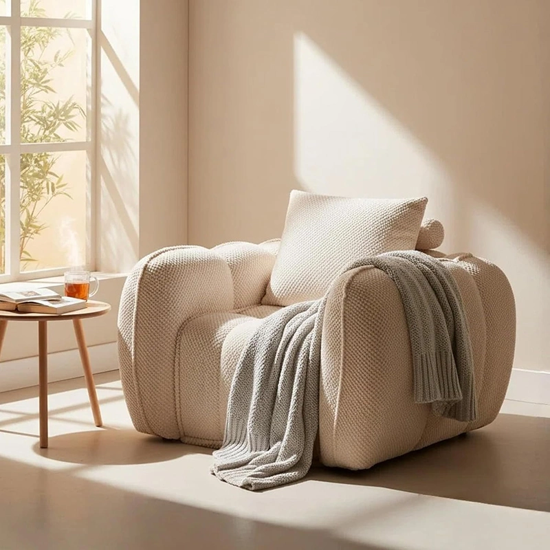 Pumpkin-shape Singel Cloud Sofa With One-piece Compression Foam