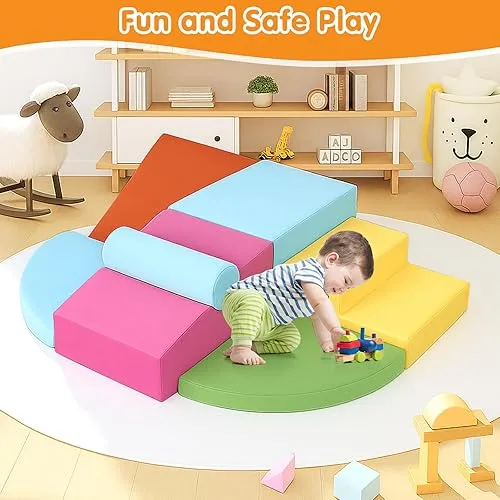 7PCS Toddler Foam Modular Climbing and Sliding Play Set