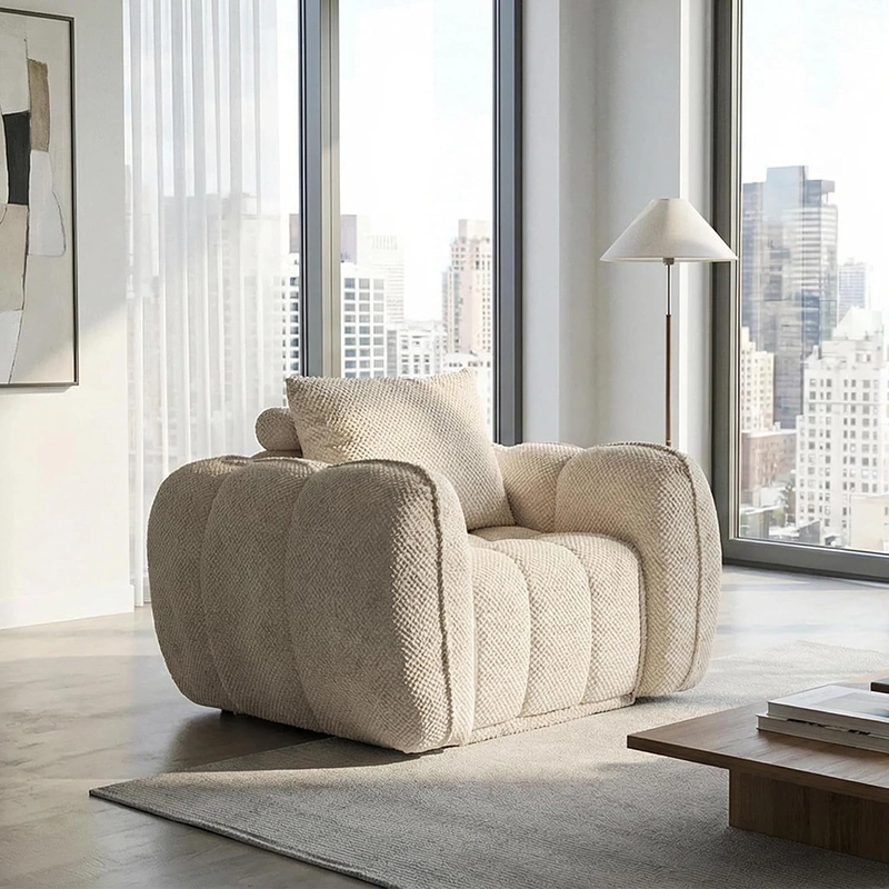 Pumpkin-shape Singel Cloud Sofa With One-piece Compression Foam