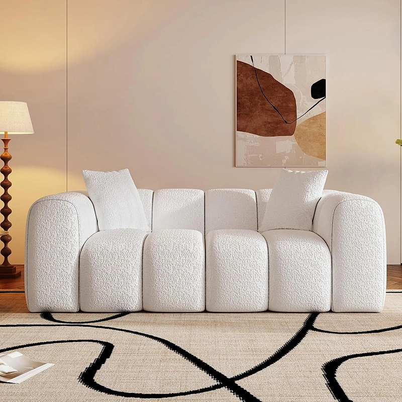 2 Seater One-Piece Compressiable Foam Sofa with Rounded Arms