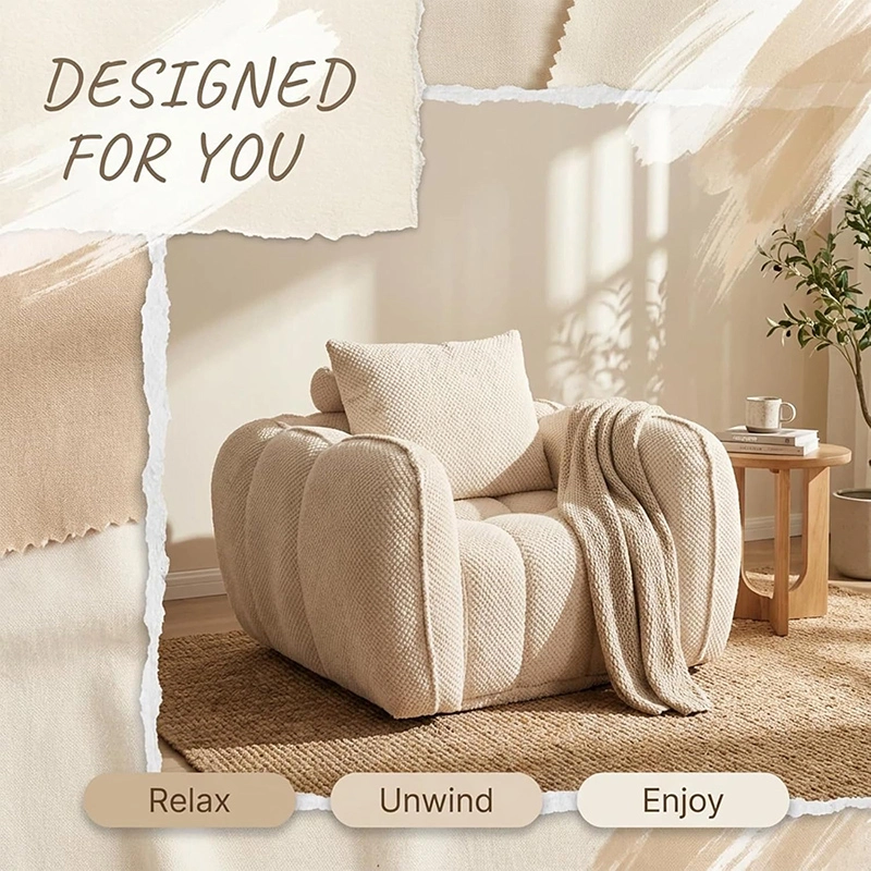 Pumpkin-shape Singel Cloud Sofa With One-piece Compression Foam