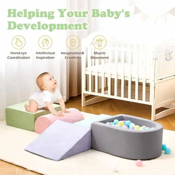 مجموعة مكعبات تسلق من الإسفنج الناعم للأطفال الصغار، مكونة من 5 قطع