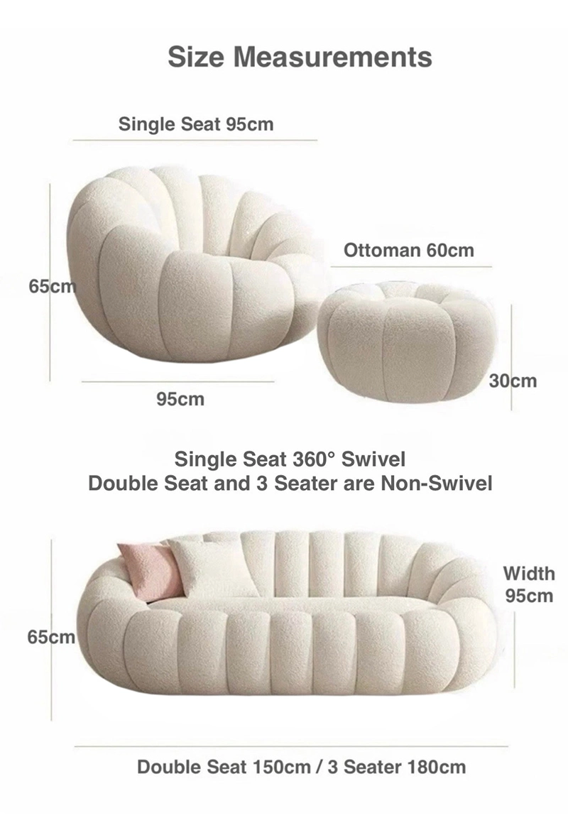 Pumpkin-shape Single Lazy Sofa Chair with Ottoman