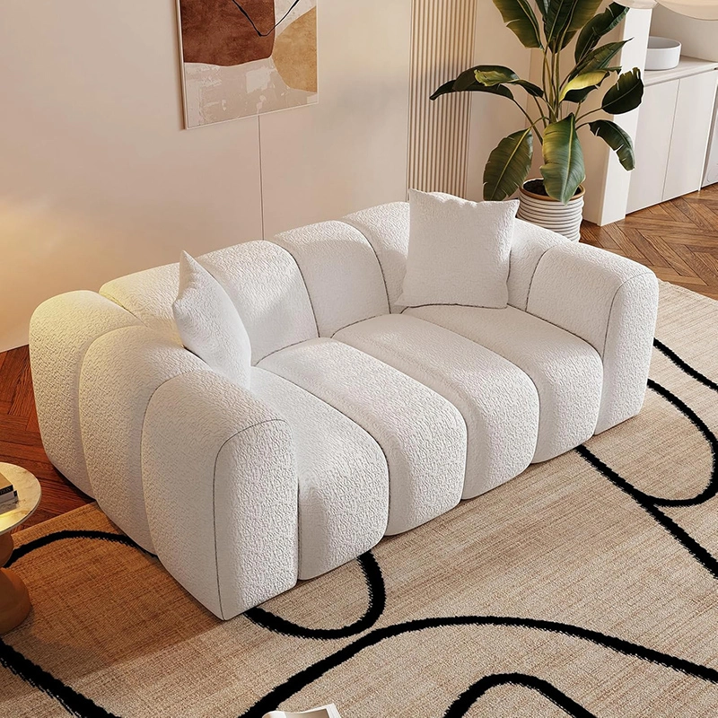 2 Seater One-Piece Compressiable Foam Sofa with Rounded Arms