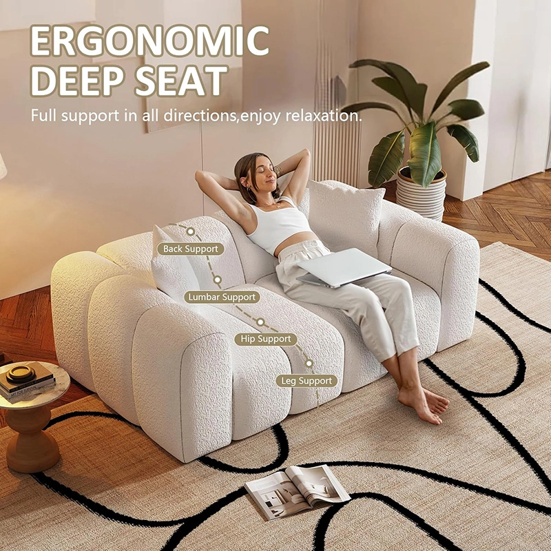 2 Seater One-Piece Compressiable Foam Sofa with Rounded Arms
