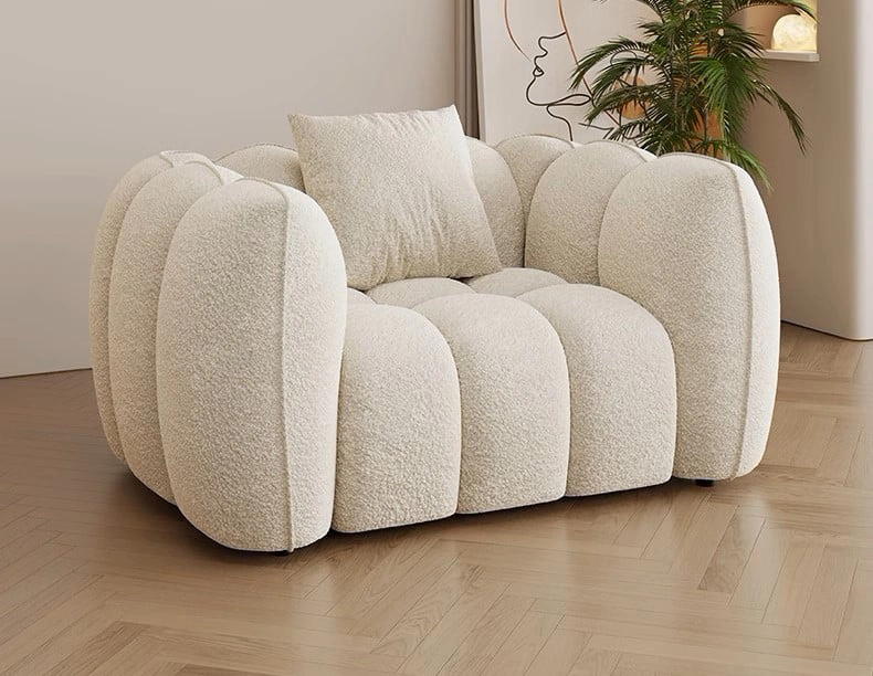 Pumpkin-shape Singel Cloud Sofa With One-piece Compression Foam