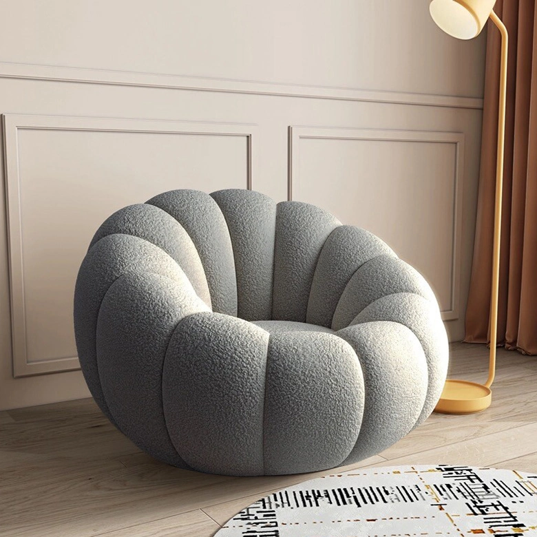 Pumpkin-shape Single Lazy Sofa Chair with Ottoman