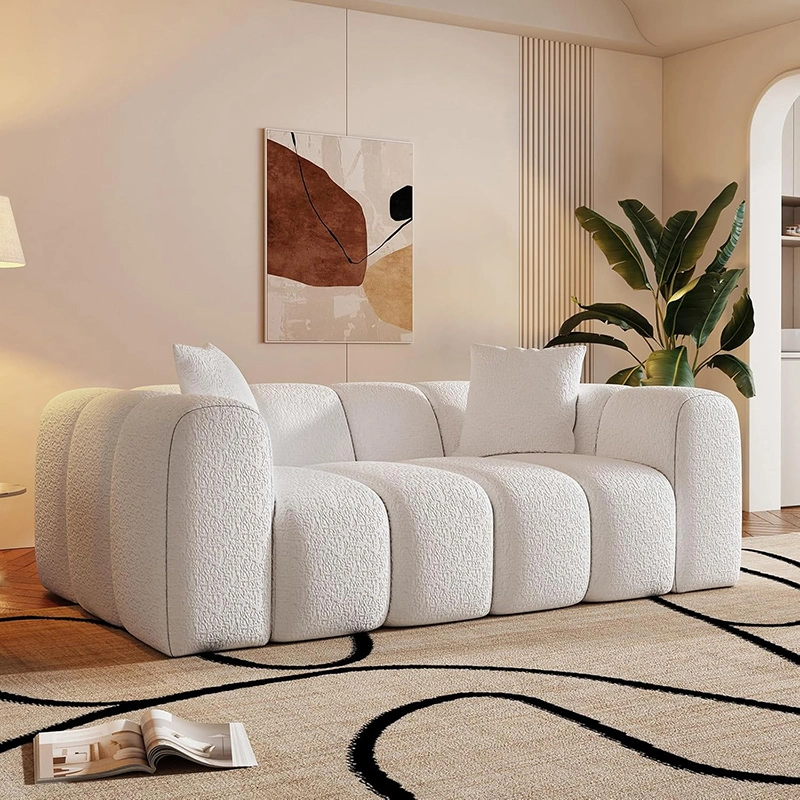 2 Seater One-Piece Compressiable Foam Sofa with Rounded Arms