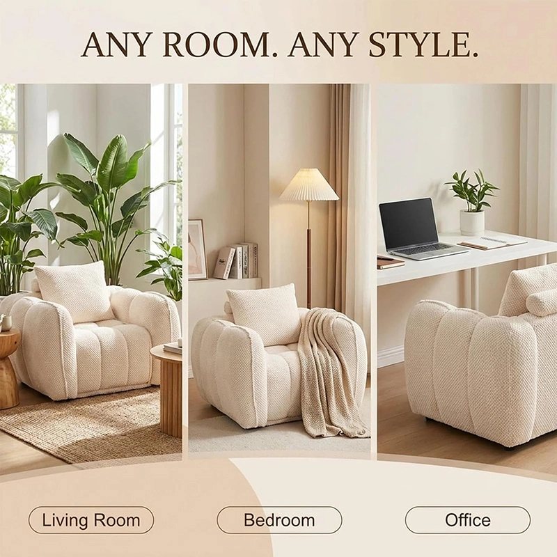 Pumpkin-shape Singel Cloud Sofa With One-piece Compression Foam