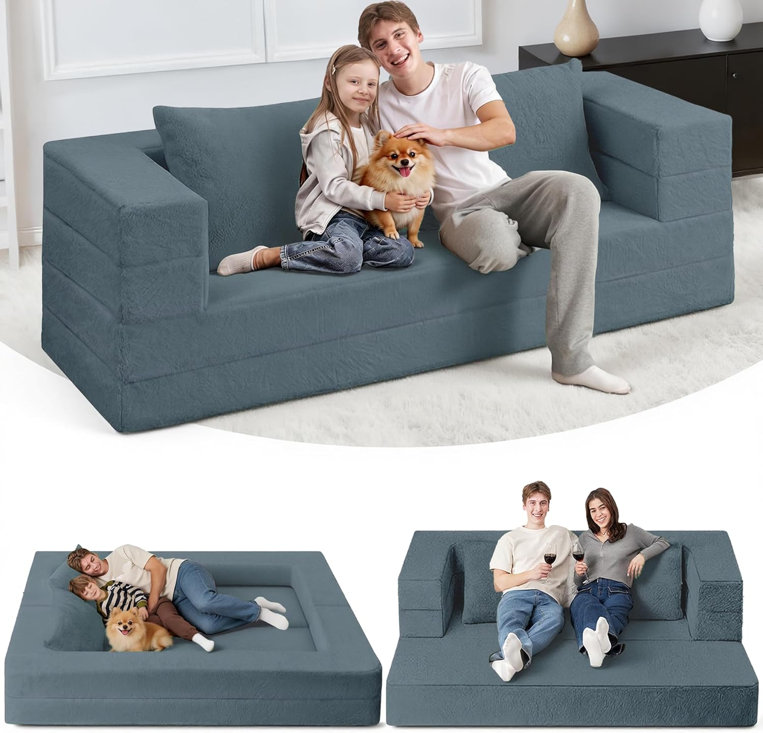 3-in-1 Convertible Bonless Couch and Floor Sofa Bed