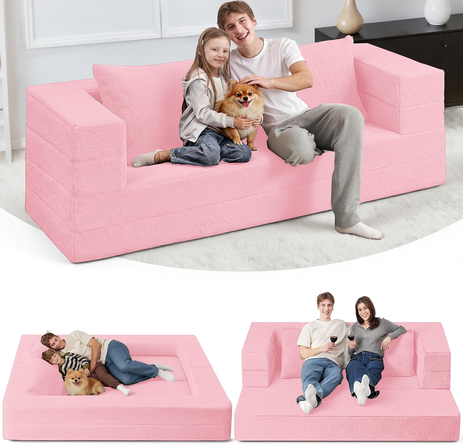 3-in-1 Convertible Bonless Couch and Floor Sofa Bed
