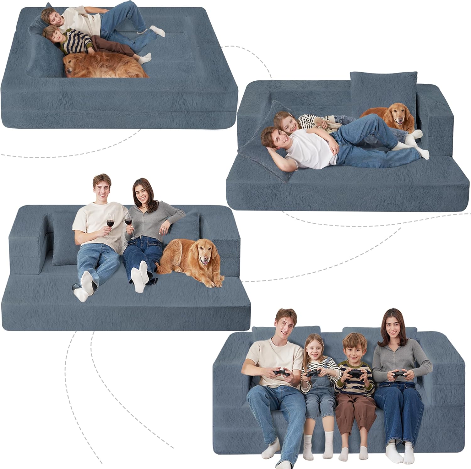 3-in-1 Convertible Bonless Couch and Floor Sofa Bed