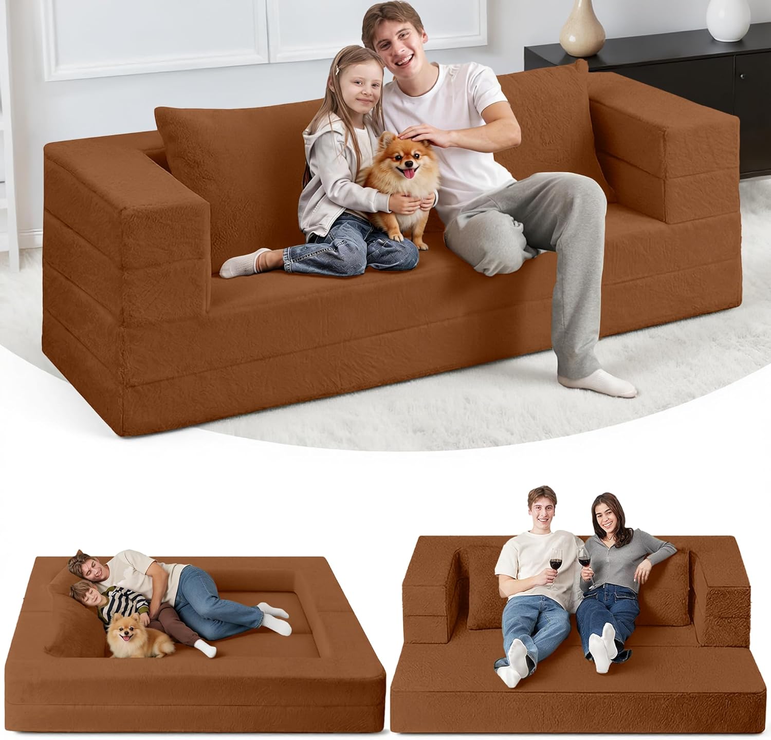 3-in-1 Convertible Bonless Couch and Floor Sofa Bed