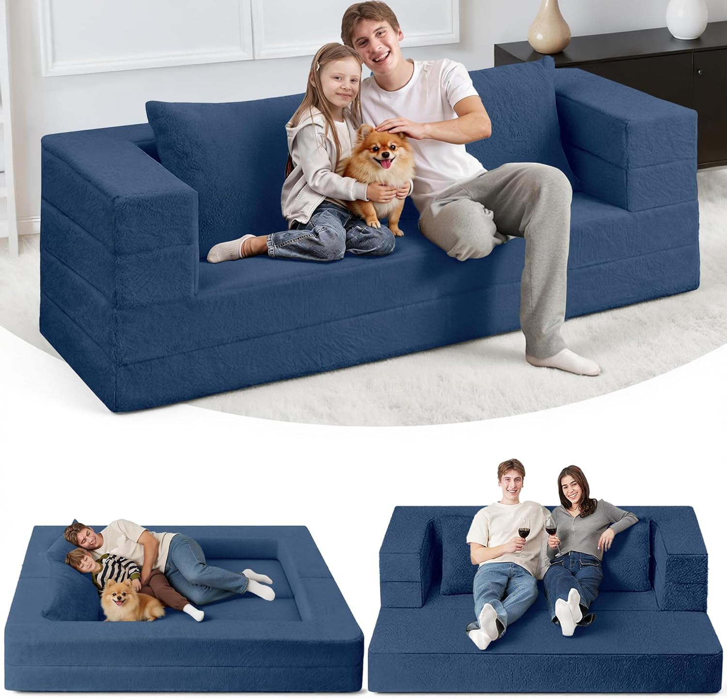 3-in-1 Convertible Bonless Couch and Floor Sofa Bed