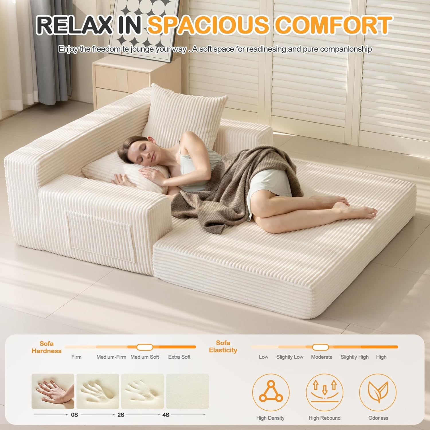 59 inch Boneless Loveseat Convertible Sofa Bed