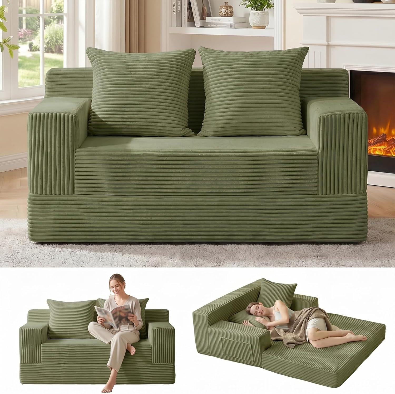 59 inch Boneless Loveseat Convertible Sofa Bed