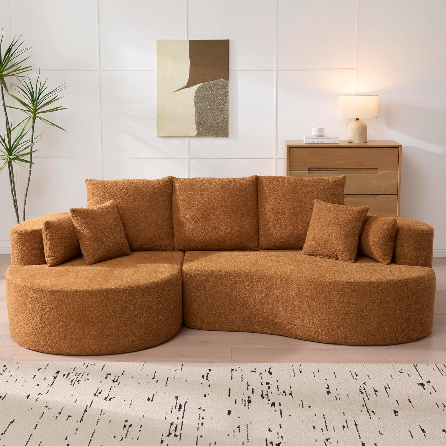 106 inch Curved Modular Sectional Upholstered Couch with Chaise Lounge