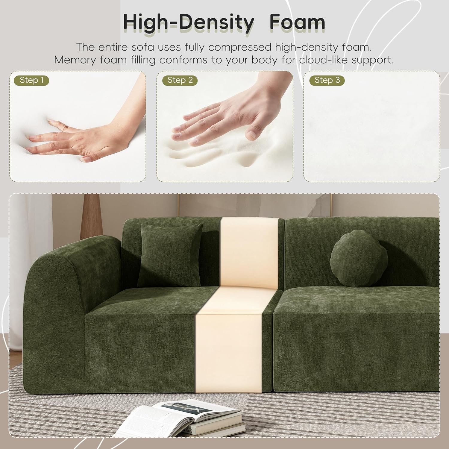 140" 4 Seat Curved Sectional Modular Sofa Set