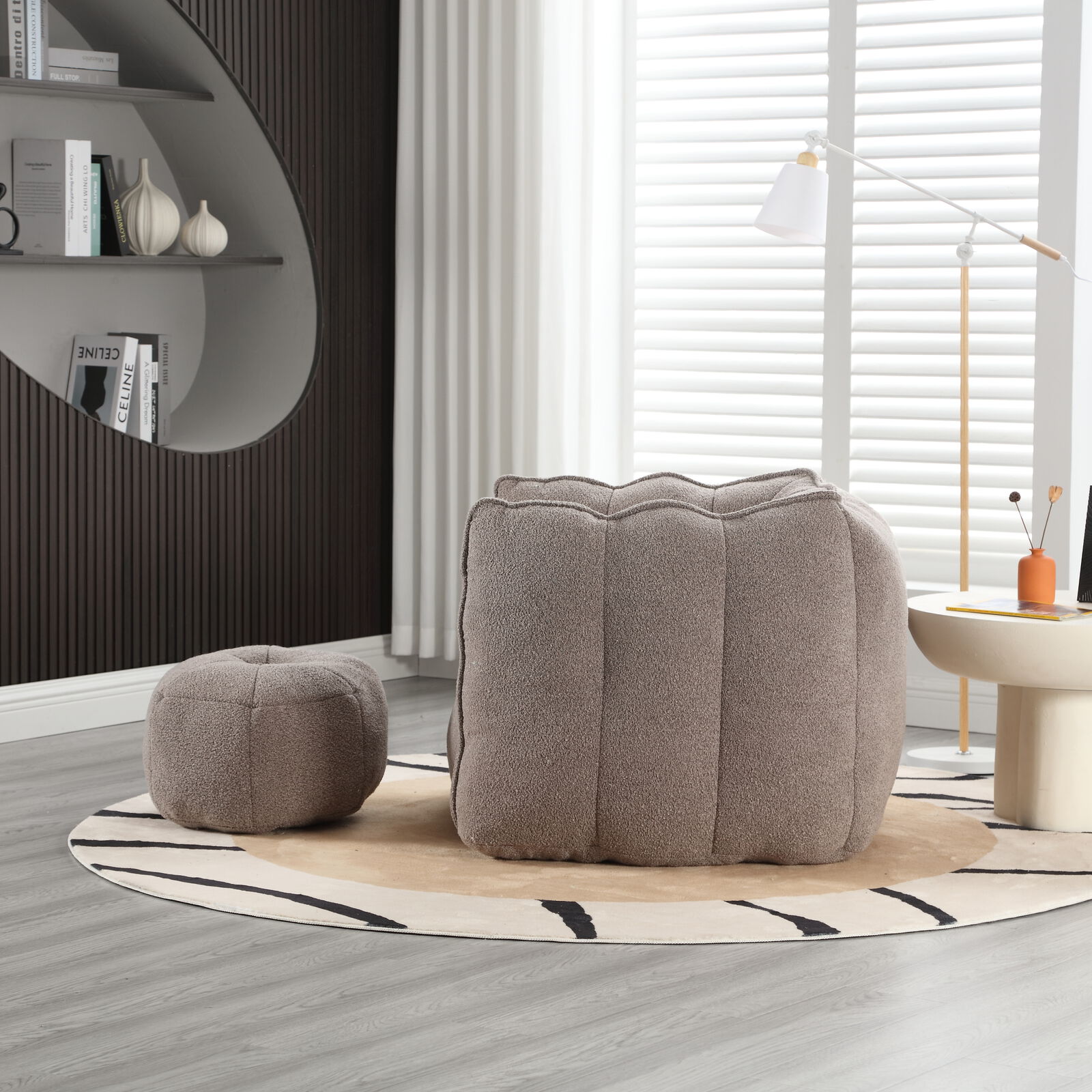 Pumpkin-shape Singel Cloud Sofa With One-piece Compression Foam