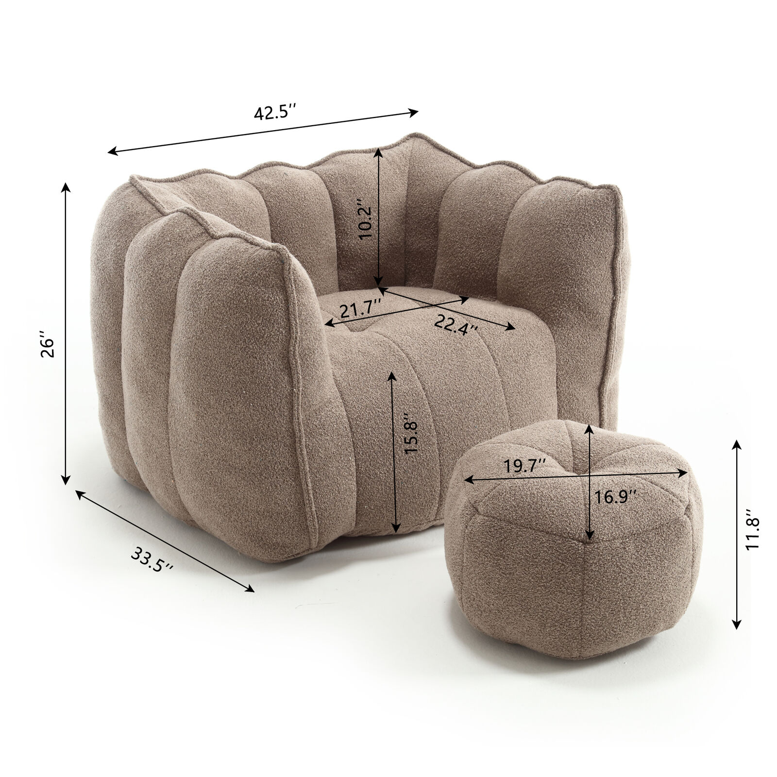 Pumpkin-shape Singel Cloud Sofa With One-piece Compression Foam