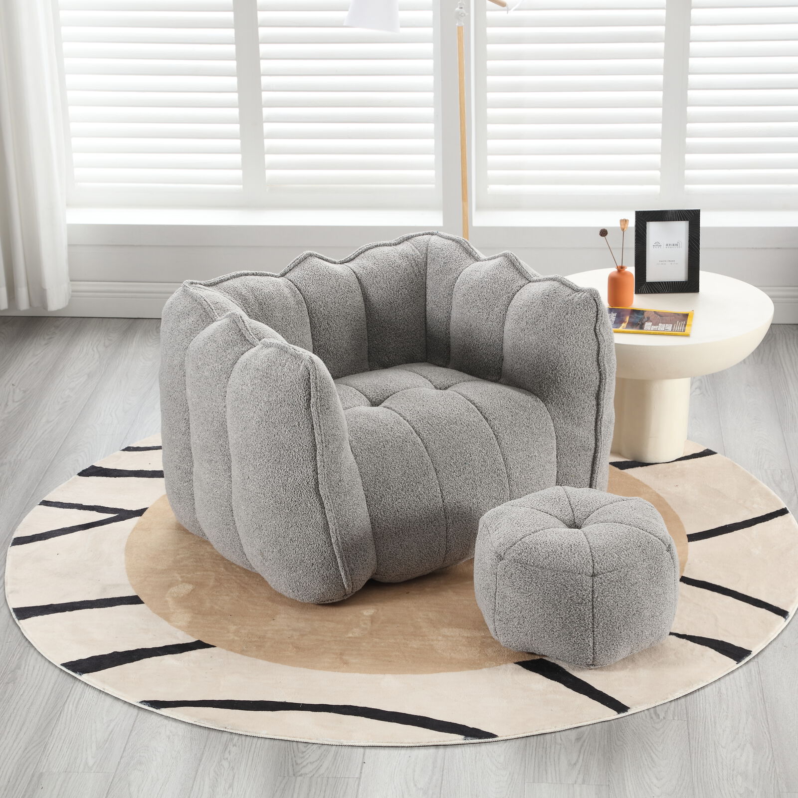 Pumpkin-shape Singel Cloud Sofa With One-piece Compression Foam