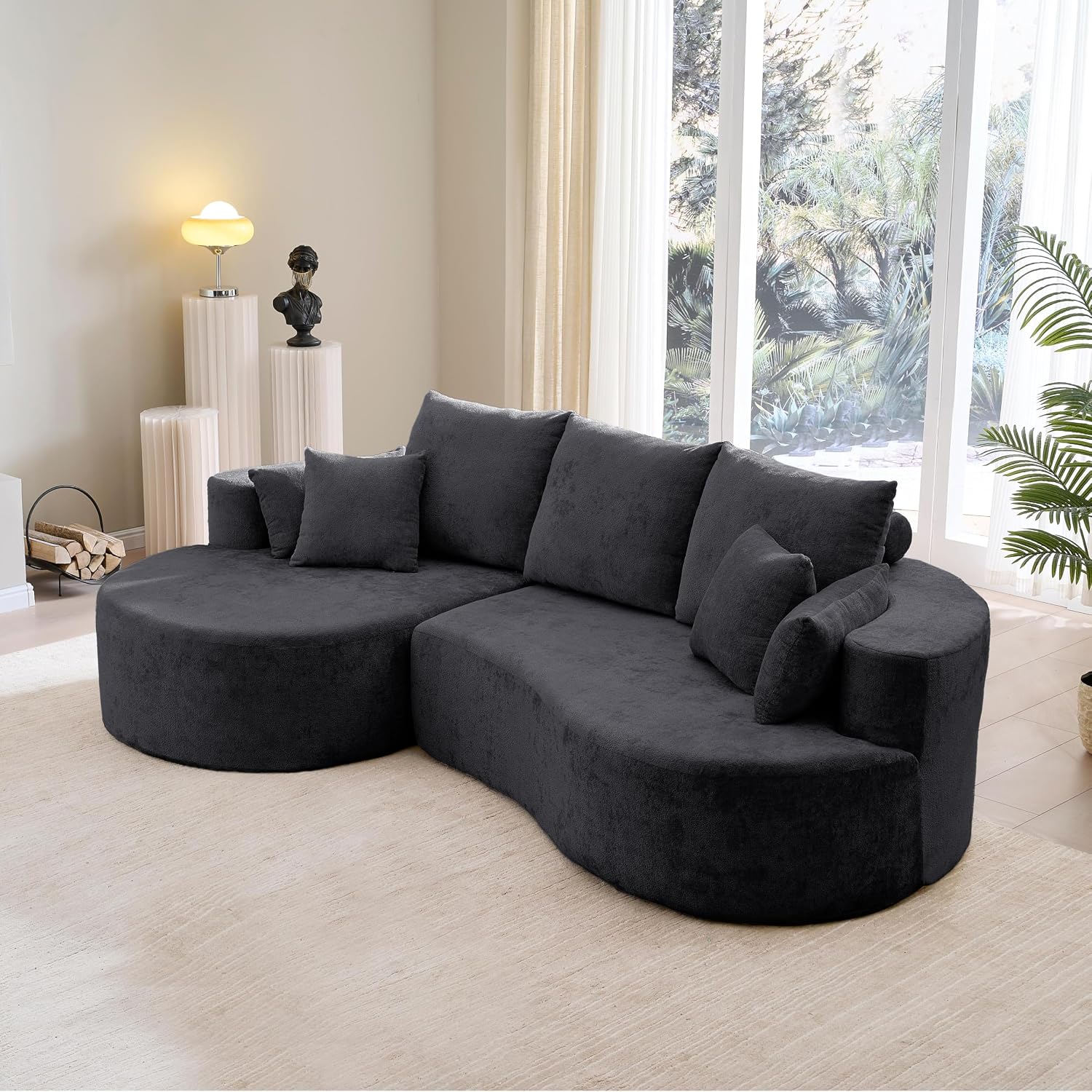 106 inch Curved Modular Sectional Upholstered Couch with Chaise Lounge