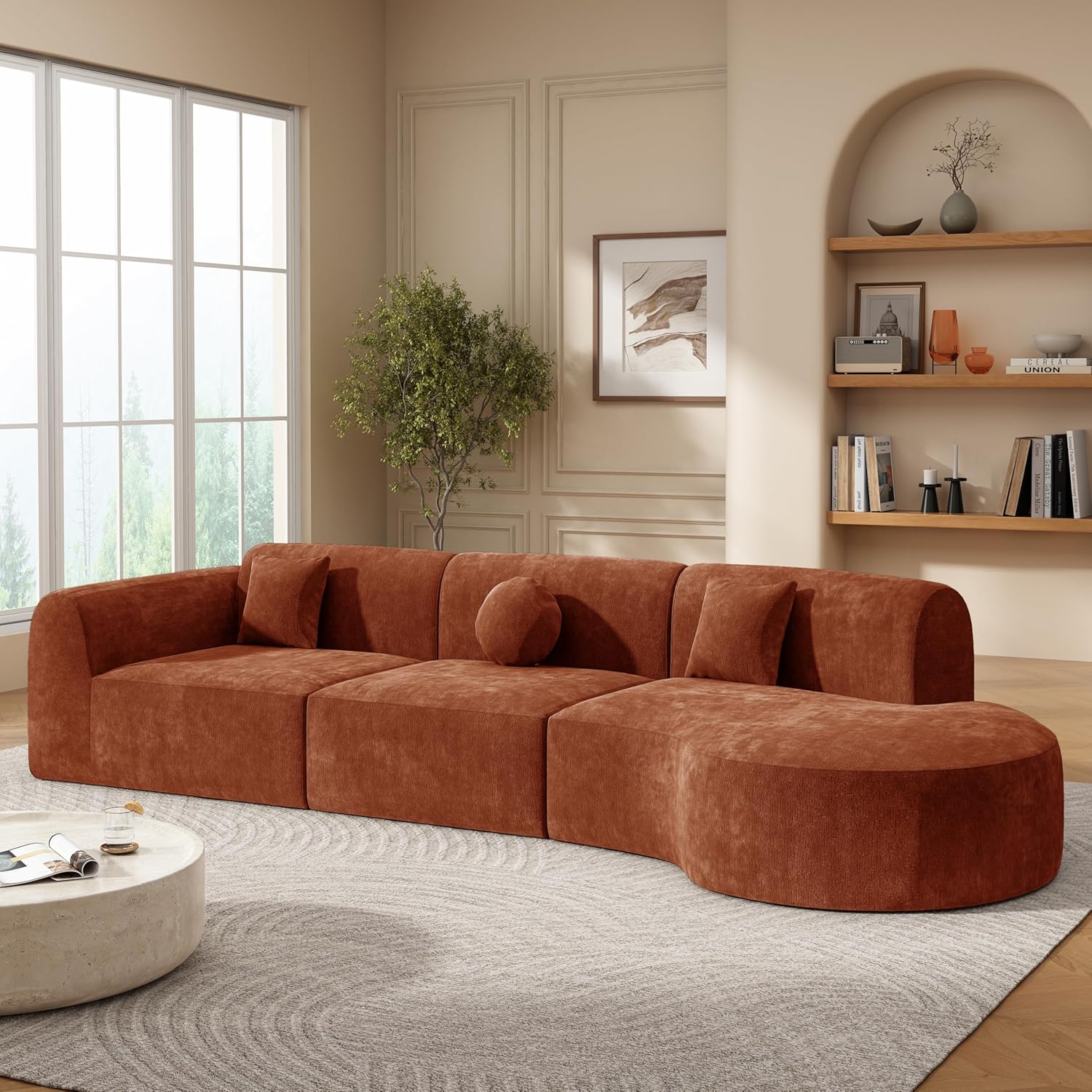 140" 4 Seat Curved Sectional Modular Sofa Set