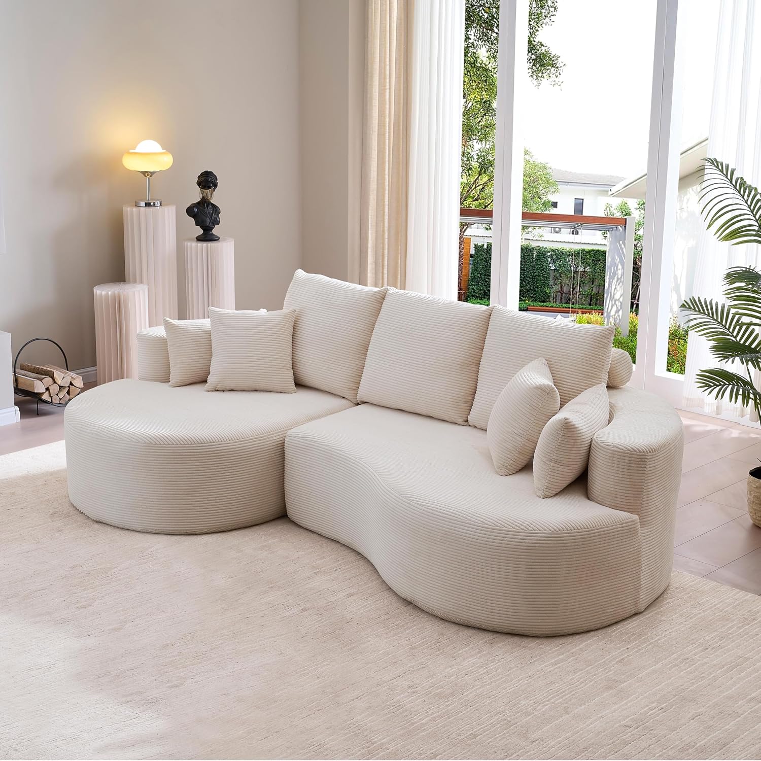 106 inch Curved Modular Sectional Upholstered Couch with Chaise Lounge