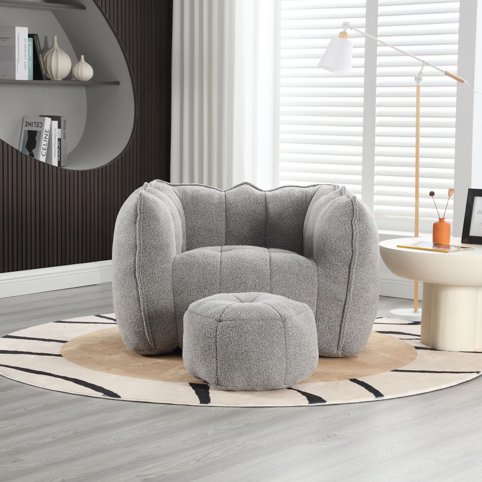 Pumpkin-shape Singel Cloud Sofa With One-piece Compression Foam