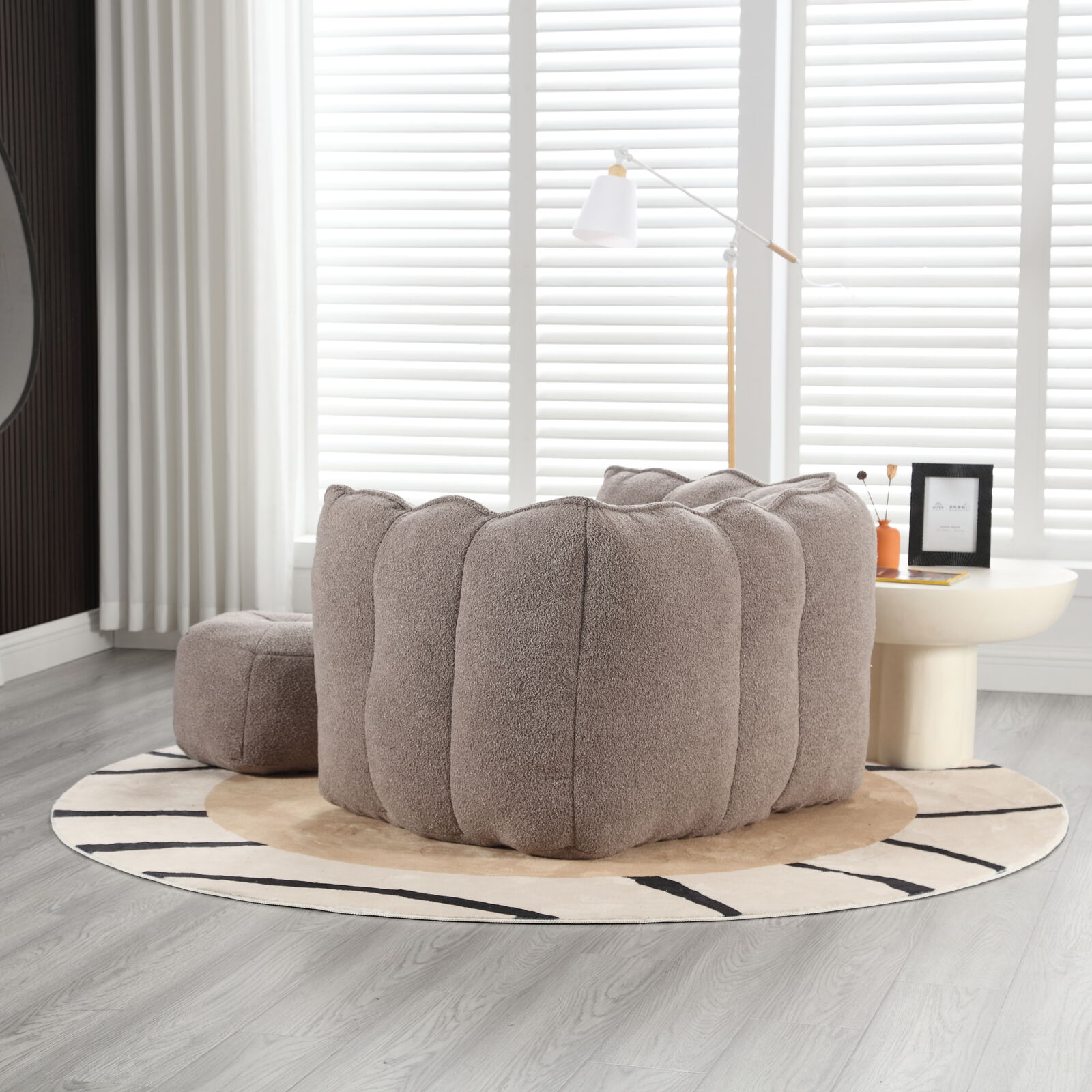 Pumpkin-shape Singel Cloud Sofa With One-piece Compression Foam