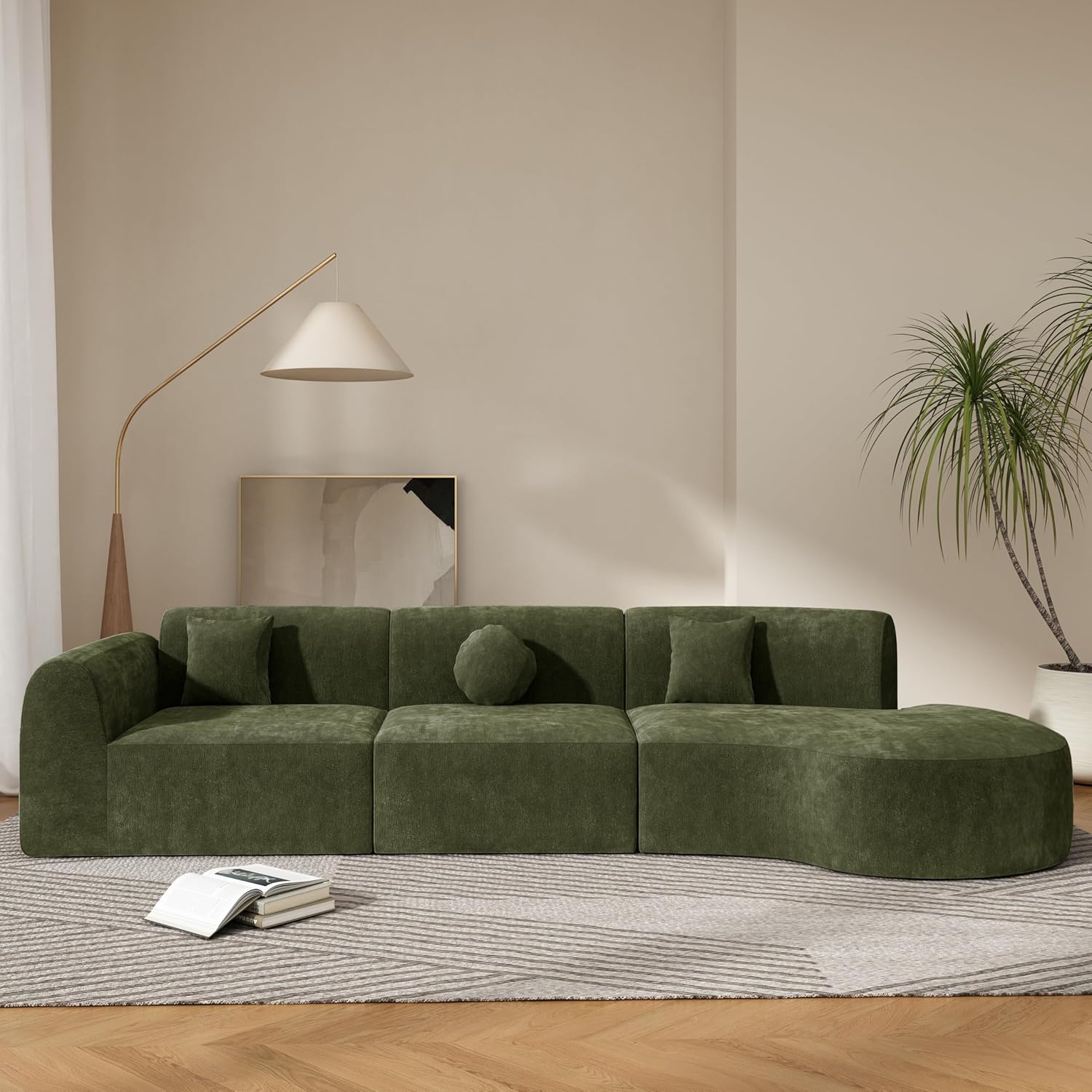 140" 4 Seat Curved Sectional Modular Sofa Set