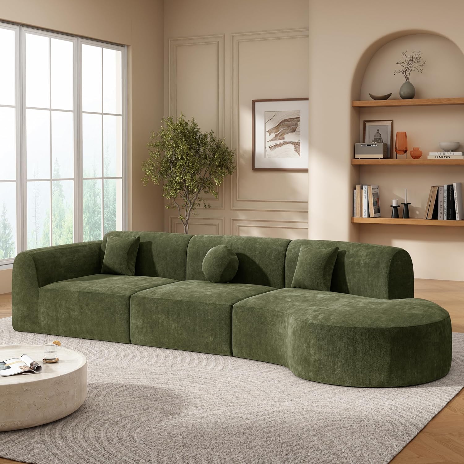 140" 4 Seat Curved Sectional Modular Sofa Set