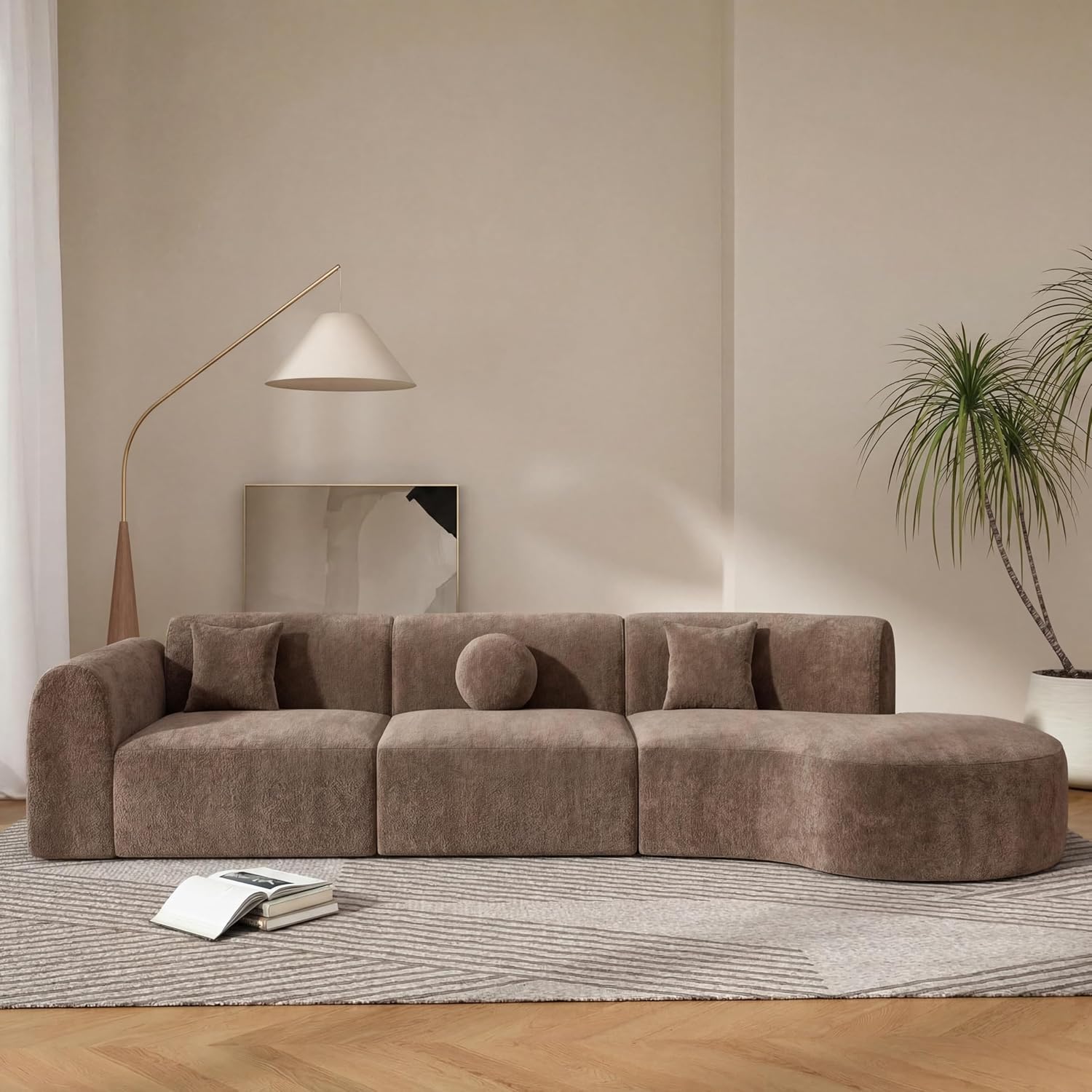 140" 4 Seat Curved Sectional Modular Sofa Set