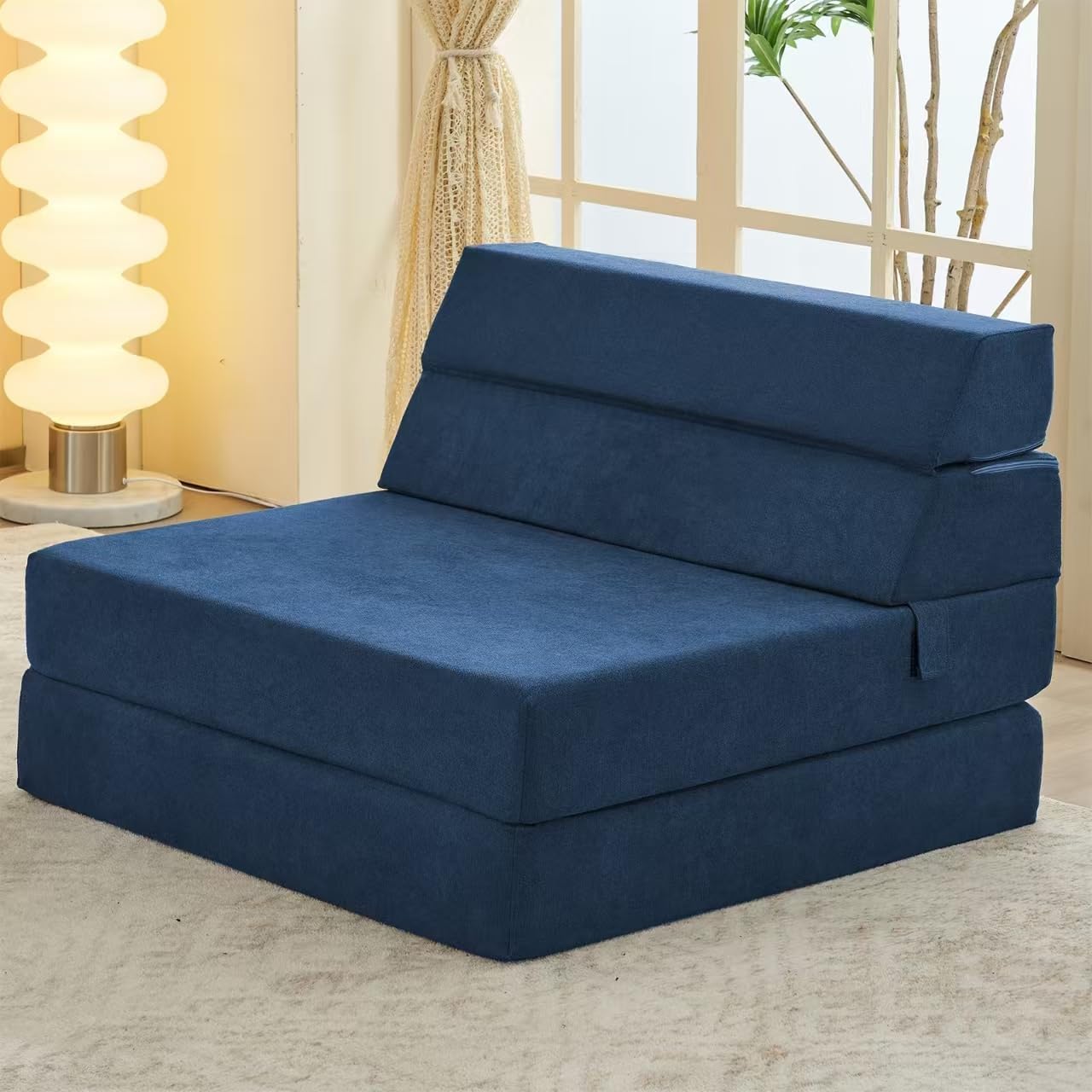 Single Foldable Foam Sofa Bed - Convertible Sleeper Chair and Floor Mattress