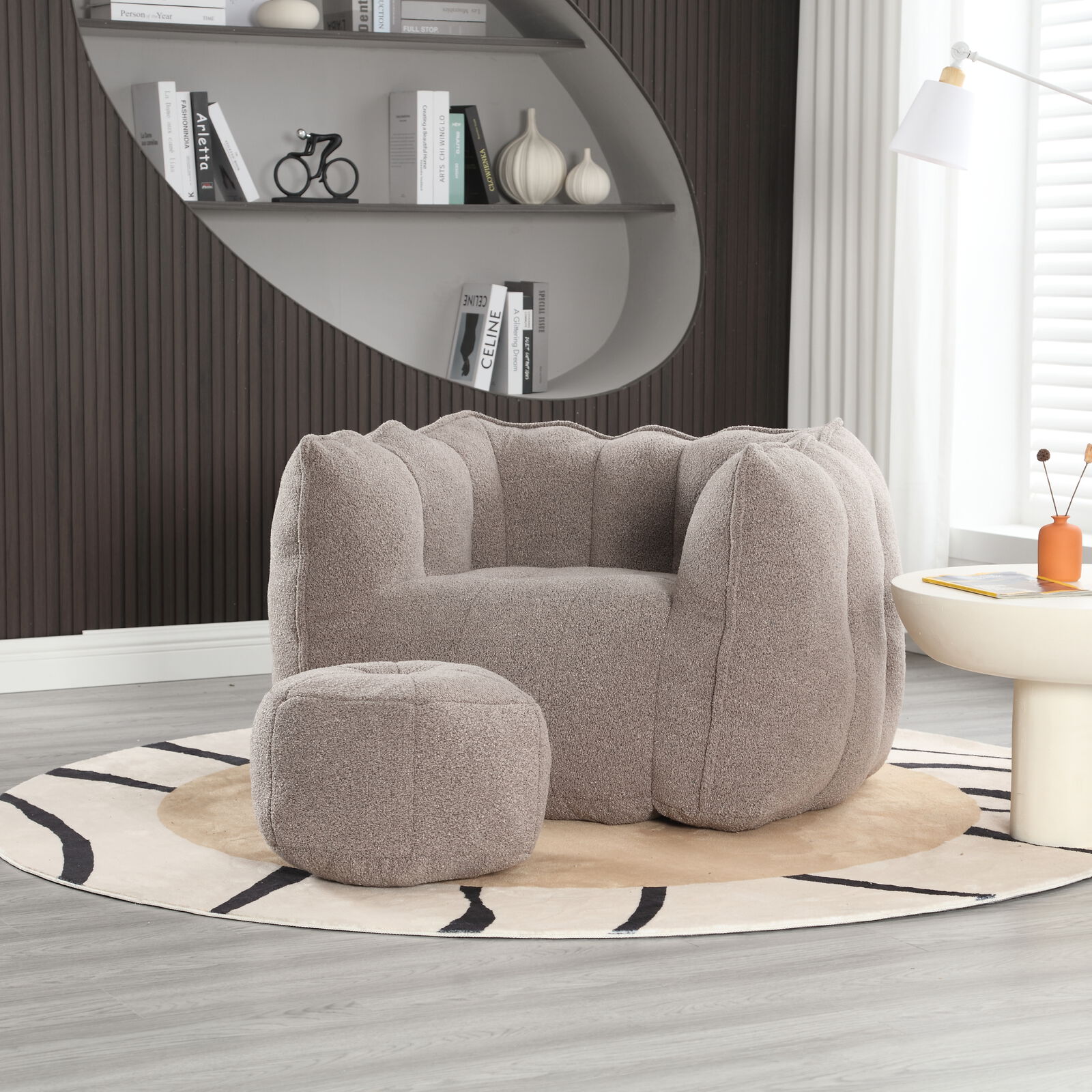 Pumpkin-shape Singel Cloud Sofa With One-piece Compression Foam