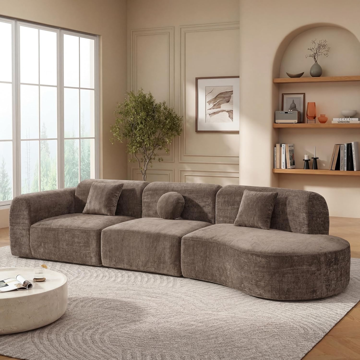 140" 4 Seat Curved Sectional Modular Sofa Set