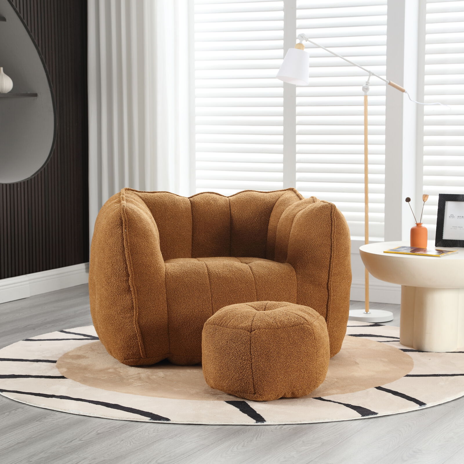 Pumpkin-shape Singel Cloud Sofa With One-piece Compression Foam