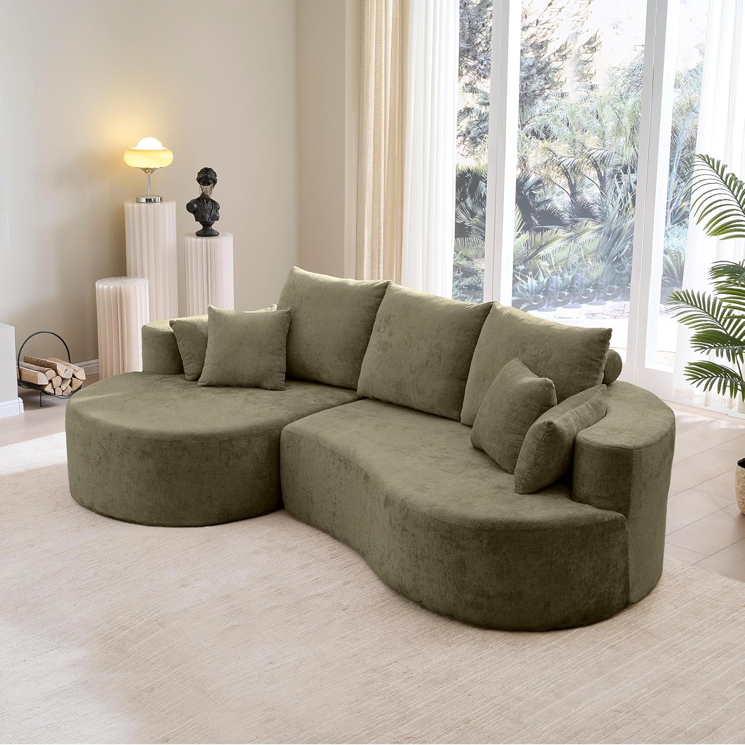106 inch Curved Modular Sectional Upholstered Couch with Chaise Lounge