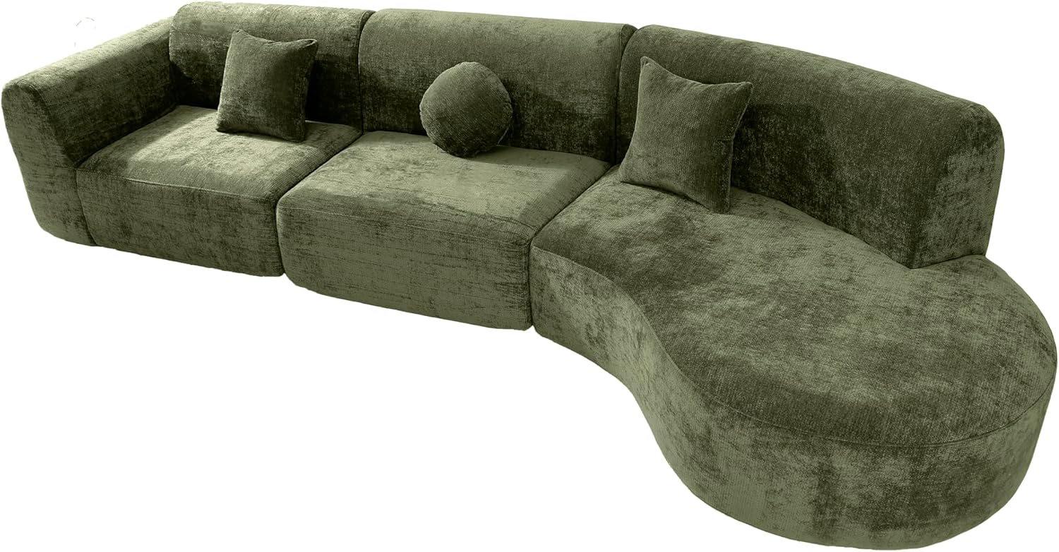 140" 4 Seat Curved Sectional Modular Sofa Set