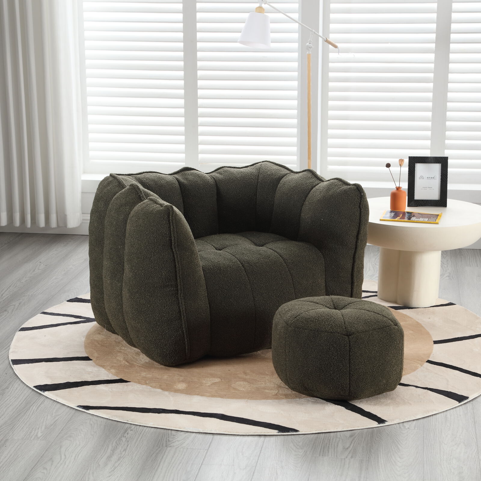 Pumpkin-shape Singel Cloud Sofa With One-piece Compression Foam