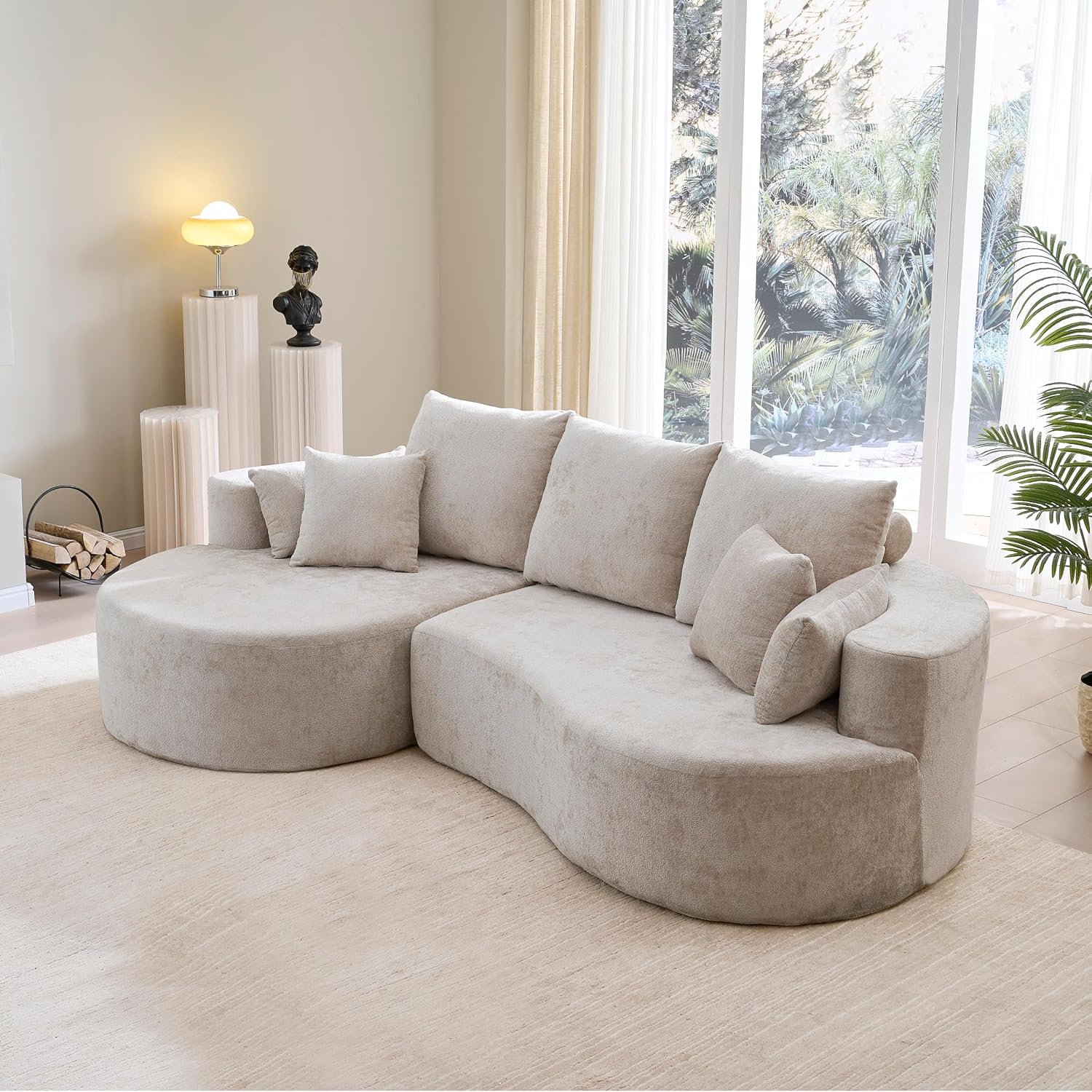 106 inch Curved Modular Sectional Upholstered Couch with Chaise Lounge