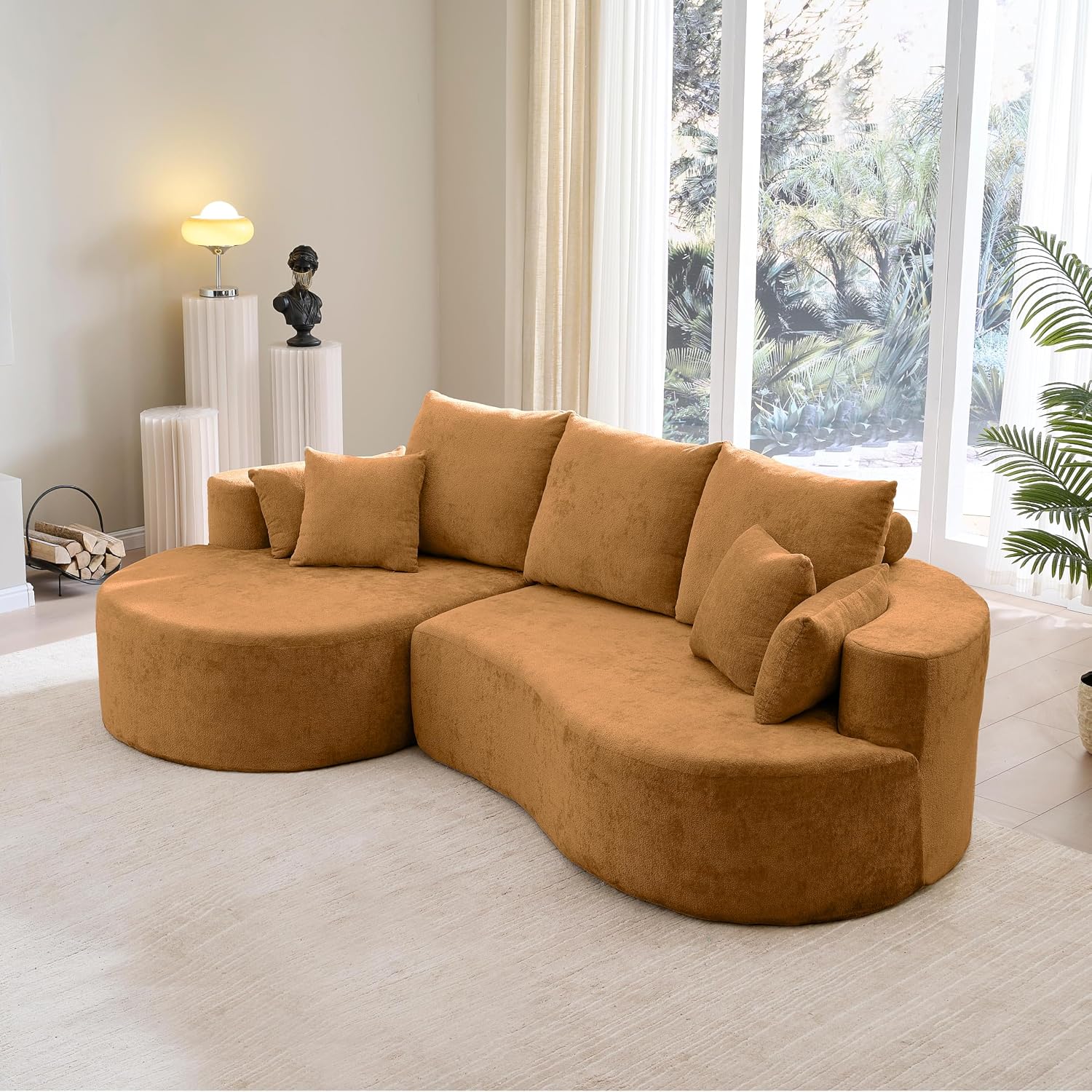 106 inch Curved Modular Sectional Upholstered Couch with Chaise Lounge