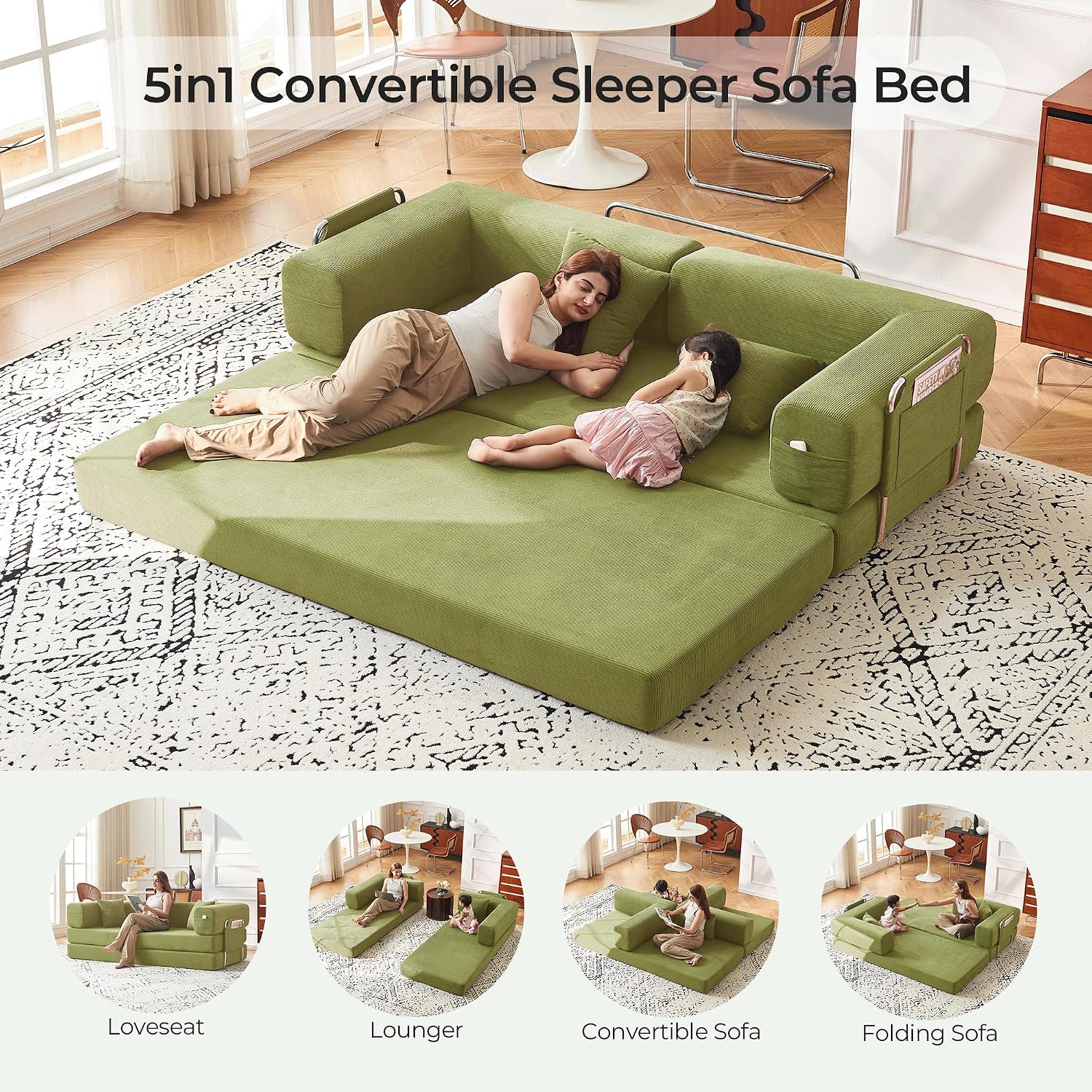 Teddy Convertible Sleeper Sofa Bed - Boneless Compression Couch in a Box