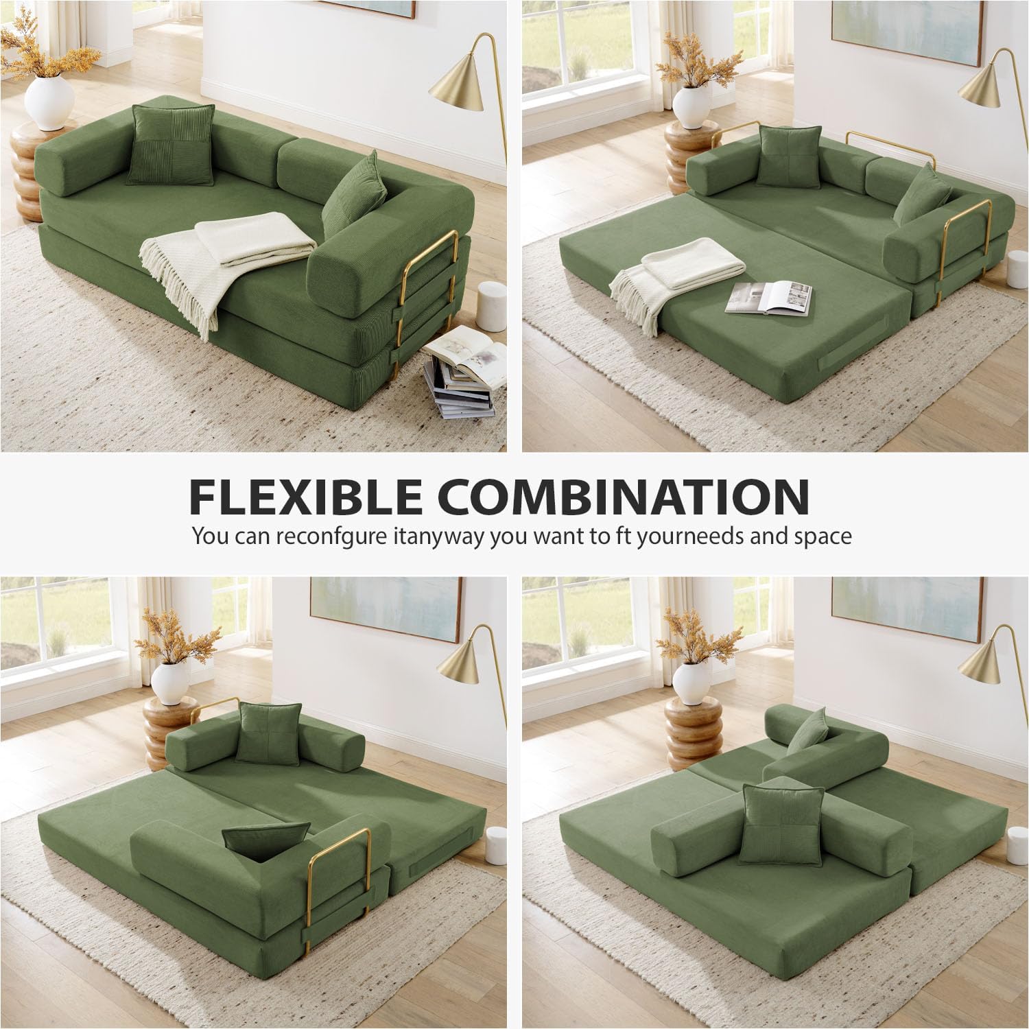 Teddy Convertible Sleeper Sofa Bed - Boneless Compression Couch in a Box