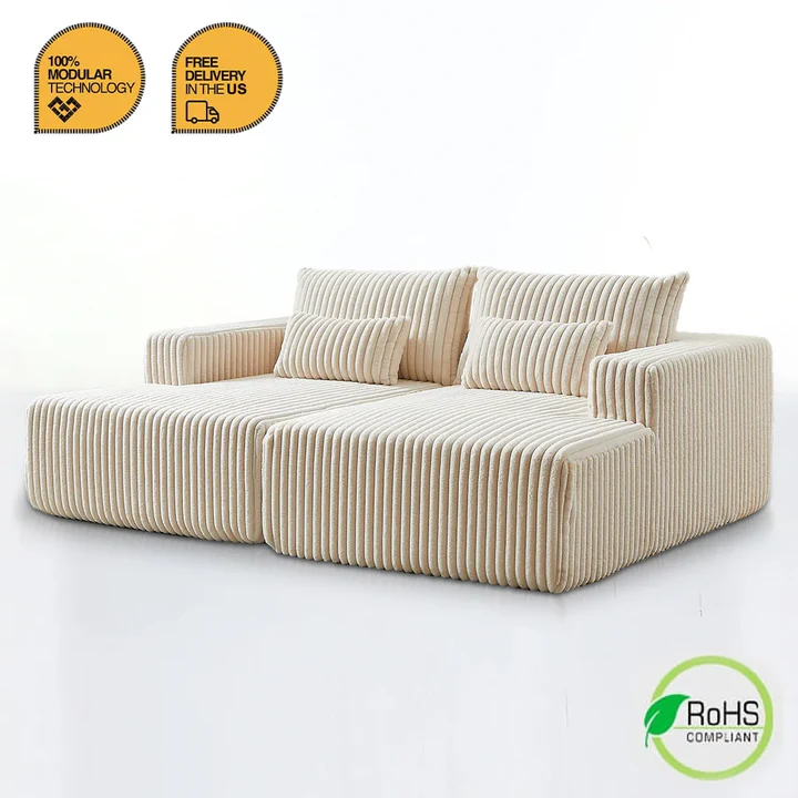Double Oversized Foam Chaise Lounge - Bonless Sofa Bed